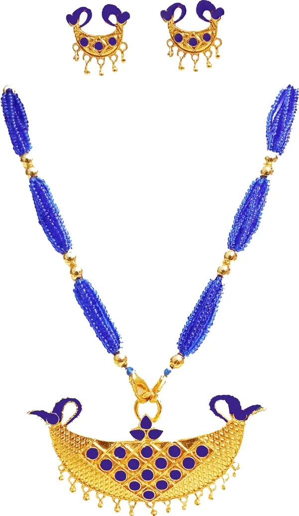 Assamese_Traditional_Blue_Colour_Junbiri_Tassel_Set_For_Women
